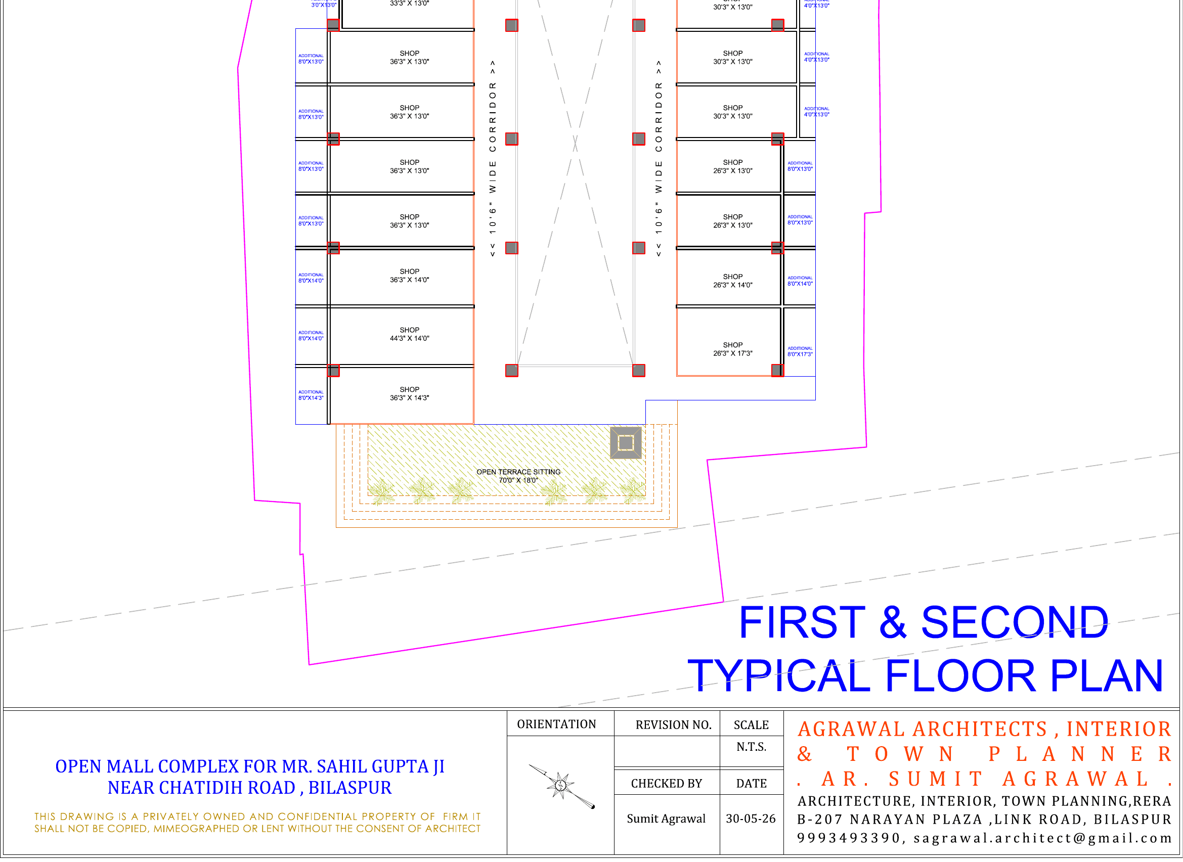Architectural second floor plan